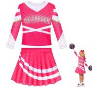 Costume de Pom-Pom Girl pour Fille - Uniforme - Tenue pour - Extensible - Accessoires à Pompons - Adorable Tenue de Pom-Pom Girl pour Fille - pour Halloween, Cosplay, école, Carnaval