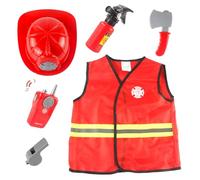 Costume de pompier pour enfant - Lavable - Costume de pompier - Jeu de rôle - Tenue de pompier avec accessoires de sauvetage réalistes