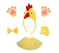 Costume de poulet jaune pour enfant - 4 pièces - Bandeau et nœud papillon - Jupe en gaze - Costume pour enfant, carnaval, Halloween, Thanksgiving, Noël, carnaval, cosplay, fête - Vêtements pour