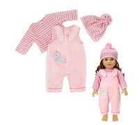 Costume de poupée rose, 3 pièces, accessoires pour poupées, costumes d'automne et d'hiver, t-shirts longs, pantalons d'une seule pièce, chapeaux, 36-43 cm