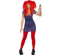 Costume de poupée tueuse pour Halloween bleu-rouge L (42-44)