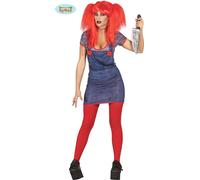 Costume de poupée tueuse pour Halloween bleu-rouge M (38-40)