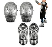 Costume de pour garçons - Ensemble d'armure de croisé, tunique en mousse finition métallisée, capuche en cotte de mailles médiévale de en tissu doux | Tenue de jeu de rôle Brave