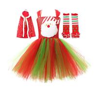 Costume de pour robe tutu rouge des filles avec cape, gantelets et rocher de bouchon en couches | Tenue de fête à jour fixe pour de 2 à 12 ans, vêtements de Noël pour, vête