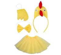 Costume de poussin - Peigne en velours confortable, ensemble queue de nœud papillon | Bandeau à bec en mousse léger, sangle élastique pour pattes de gants, vêtements de danse de volaille colorés