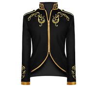 Costume de prince élégant pour homme - Veste steampunk brodée avec fermeture éclair - Style Renaissance médiévale - Prince royal - Vêtements classiques - Blazer - Théâtre - Carnaval - Halloween - Fête