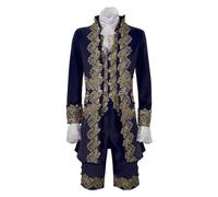 Costume de prince pour homme 4 pièces - Manteau noble pour homme brodé avec gilet de costume et pantalon et manchons - Veste steampunk médiévale - Blazer gothique - Frack Prince royal - Vêtements