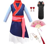 Costume de princesse Anime pour filles, vêtements Hanfu chinois, robe de performance sur scène, cosplay Mulan pour enfants, fête d'Halloween et de carnaval Sets 3
