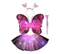 Costume de princesse de fée - Ensemble de costume de fée pour filles pour Halloween, fille princesse avec ailes, baguette magique et bandeau pour de 3 à 10 ans