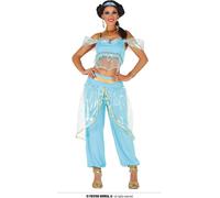 Costume de princesse du désert Reine magique de conte de fées Carnaval Sheik Blue Dream, taille : 38 - 40 (M) Couleur : bleu