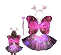 Costume de princesse fée | Ensemble de déguisement de princesse fée avec aile | Comprend une jupe LED, des ailes de papillon et un bandeau pour fête