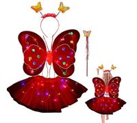 Costume de princesse féerique - Fairy Princess Dress Up Set avec aile - Comprend une et un bandeau d'ailes de fée papillon jupe LED pour la fête