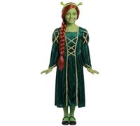 Costume de princesse Ogre pour enfant - Robe verte avec oreilles d'ogre, perruque roux et peinture verte pour le visage - Déguisement de conte de fées pour filles et amusement d'Halloween - Taille L