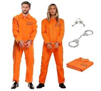 Costume de prisonnier adulte orange pour homme et femme，Costume Prisonnier Orange Combinaison de Prisoner Déguisement Adulte Prisonnier Unisexe Prison Jumpsuit Carnaval Prisoner Costume (XL)