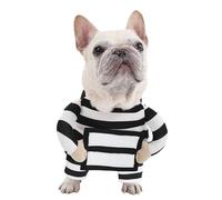 Costume de prisonnier d'Halloween pour animal de compagnie avec tableaux d'écriture, uniforme de prison pour séance photo et médias sociaux_M