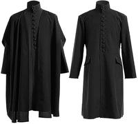 Costume de Professeur Snape pour Adultes, Cape Noir avec Fermeture Éclair, Robe de Sorcier, Tenue Deluxe de Cosplay, Carnaval, Halloween, Costume de Cosplay, Noir , S