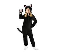 Costume de pyjama pour animaux de compagnie, costume de chat pour enfants adultes, costume léopard, costume de chat noir, femmes, hommes, garçons, filles, carnaval (chat, 130)