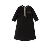 Costume de Ramadan 2026 - Élégante robe brodée pour enfants (garçons et filles) - Vêtements musulmans traditionnels avec dentelle décorative, Noir , 6-7 ans