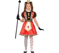 Costume de reine de conte de fées Rouge Noir Motif cœur Couronne Taille Fête de Carnaval, Taille : 110/116 Couleur : Rouge