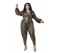 Costume De Reine Disco En Or Taille Plus Adulte XXXL