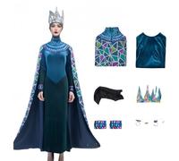 Costume de reine maléfique, tenue de princesse des neiges, belle-mère pour cosplay, robe de reine pour Halloween (bleu, taille XL)