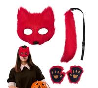 Costume de renard, couvre-visage et queue de renard Accessoires de cosplay | Fox Cosplay Face Cover et Queue pour femmes Garçons Filles Ados Hommes Femmes Événement s