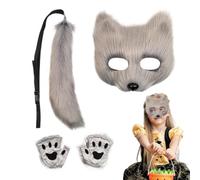 Costume de renard, couvre-visage et queue de renard Accessoires de cosplay | Fox Cosplay Face Cover et Queue pour femmes Garçons Filles Ados Hommes Femmes Événement s