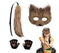 Costume de renard pour ,Costume de renard Habillage réglable réaliste | Fox Cosplay Face Cover et Queue pour femmes Garçons Filles Adultes Hommes Femmes pour Fête Mascarade Convention Carnaval