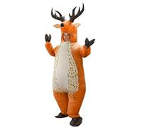 Costume de renne gonflable amusant pour fête de Noël, costume de cerf gonflable pour Noël, Halloween (orange, taille unique)
