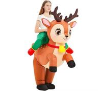 Costume de Renne Gonflable pour Adulte, Renne drôle Costume Gonflable avec Un Costume, pour Noël, Costume de Noël Gonflable Santa, Le Costume de cerf Gonflable d'halloween B,OneSize(150-190cm)