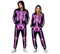 Costume de Requin d'halloween pour Homme | Combinaison Point Squelette | Pyjama Point Adulte Loungewear Super Soft Fleece Pyjama à Capuche Combinaison Playsuit Globalement Chic