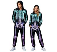 Costume de Requin d'halloween pour Homme | Combinaison Point Squelette | Pyjama Point Adulte Loungewear Super Soft Fleece Pyjama à Capuche Combinaison Playsuit Globalement Chic