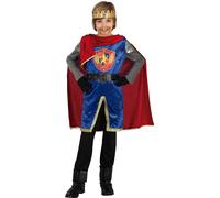 Costume de roi médiéval Enfants Princes Robe Guerrier Cape Couronne Fantaisie Jeu de rôle Carnaval Costume Jouet Fête Accessoire Chevalier, Taille : 140/146 Couleur : Bleu