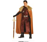 Costume de roi médiéval Noble Seigneur Cape de velours Chevalier du Lion Mardi Gras Habits de fête Carnaval, Taille : 48 - 50 (M) Couleur : Marron