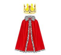 Costume de roi pour Halloween, cape et couronne, rouge