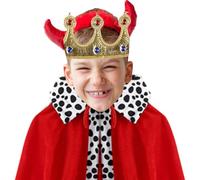 Costume de roi robe d'Halloween pour - Cape de costume de roi prince médiéval, cape rouge et bandeau couronne de roi