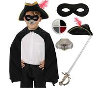 Costume de rongeur d'autoroute pour enfants - Chapeau tricorn, cape, nez, peinture faciale et épée jouet - Déguisement de livre d'histoires pour enfants pour la journée mondiale du livre et les