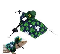 Costume de Saint Patrick, vêtements de lézard et chapeau, motif Shamrock vert, bandanas et chapeau | Costume de reptile de la Saint Patrick, accessoires de festival pour hamster léopard