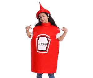 Costume de sauce tomate ketchup avec fermeture éclair pour enfants comme décoration d'Halloween