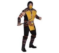 Costume de scorpion Mortal Kombat pour homme - Le costume de Mortal Kombat comprend une combinaison, un masque facial, des brassards et des gants - Costumes pour Halloween, fêtes d'anniversaire et