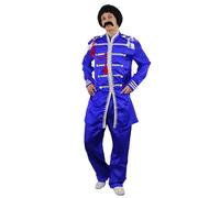Costume de sergent pop pour adulte - XL - Veste bleue avec tressage et pantalon assorti - Déguisement sur le thème de la musique des années 60