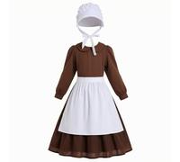 Costume de Servante Femme Robe Tablier Bonnet Fermeture Dos Polyester Confortable Style Campagne Déguisement Classique Convient à Soirées Déguisées Photographies Théâtre Fêtes , Café , size to 2