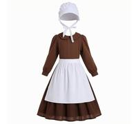 Costume de Servante Femme Robe Tablier Bonnet Fermeture Dos Polyester Confortable Style Campagne Déguisement Classique Convient à Soirées Déguisées Photographies Théâtre Fêtes , Café , S- 110-125