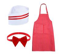 Costume de serveur des années 1950 pour adultes - Costume de serveuse à rayures - Tablier à rayures - Bonnet et nœud papillon - Pour adultes