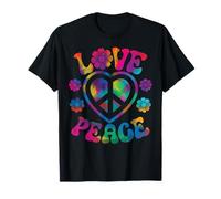 Costume de Signe de Paix d'amour Tie Dye Groovy Hippie rétro T-Shirt