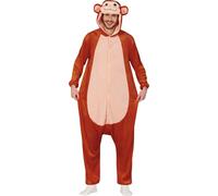 Costume de singe animal Avec capuche Doudou Combinaison à capuche Une pièce Carnaval Costume bizarre Costume intégral fantaisie Crème Beige Marron, Taille : 52 - 54 (L) Couleur : Marron