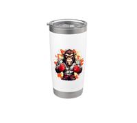 Costume de singe d'arts martiaux cool en colère, singe, primate, Muai Thai Gobelet isotherme en acier inoxydable double paroi