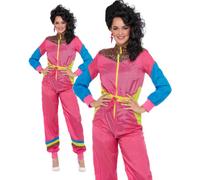 Costume De Ski Pour Femmes Années 80 Rose Néon Rewind Shellsuit Adulte Rétro