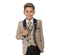 Costume de Smoking à Motif Cachemire Floral pour garçon, Ensemble 5 pièces pour Les Mariages Pageboy et Toutes Les Occasions spéciales, âge 10 années EU