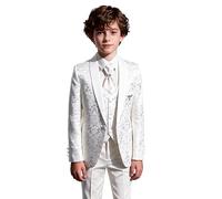 Costume de Smoking de Communion à Motifs pour garçons, Coupe ajustée, Ensemble Complet de 5 pièces pour Occasions, Harput 23 Ivoire, âge 2 années EU